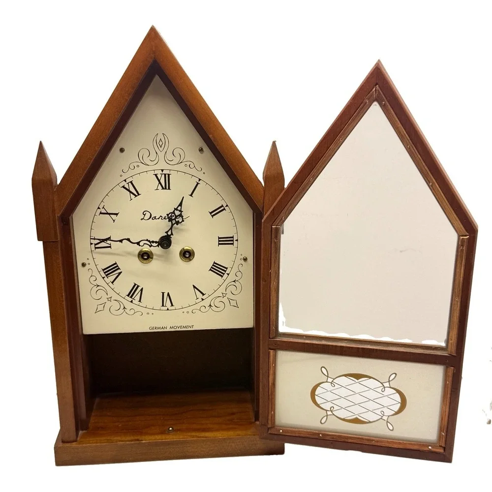 Vintage Daneker Steeple Clock German Movement Gothic Dark Academia No Key, READ
